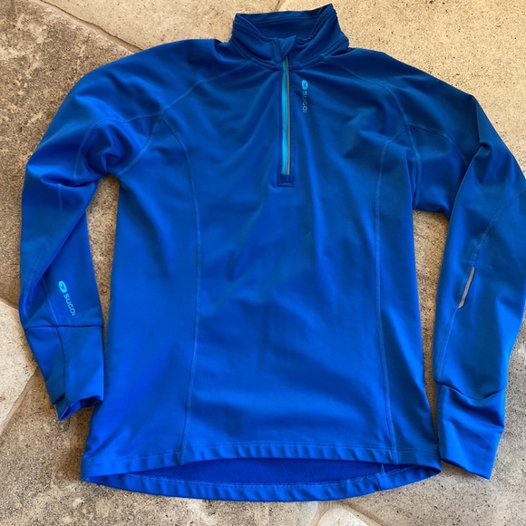 Sugoi 🔥 Blue Quarter Zip Up Fleece Lined Shirt Sz S - Picture 9 of 9